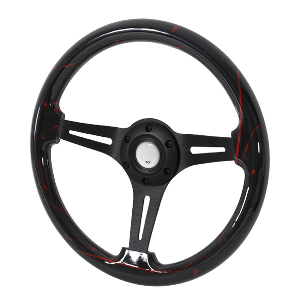 Spec-D Tuning 350Mm Steering Wheel With Graphic, SW-BK-BK-RDP SW-BK-BK-RDP